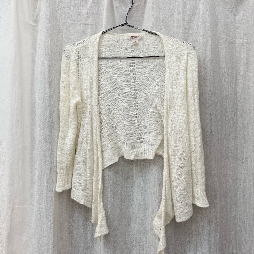 Women's White Open-Front Sweater